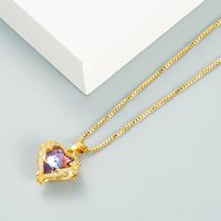 Fashion Hollow Heart Of The Sea Gemstone Copper Micro-inlaid Zircon Necklace sku image 3