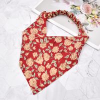 Retro Rose Style Printing Triangle Scarf Hair Band sku image 1