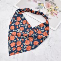 Retro Rose Style Printing Triangle Scarf Hair Band sku image 5