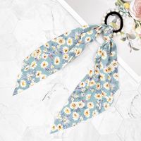 Korean Style Small Floral Printed Fabric Pearl Hair Scrunchies sku image 4
