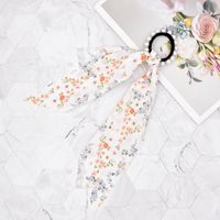 Korean Style Fabric Small Floral Pearl Streamer Hair Scrunchies sku image 3