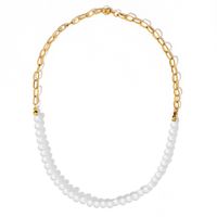 Fashion Contrast Color Pearl Metal Splicing Chain Necklace sku image 1