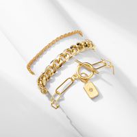 Retro Creative Gold Multi-layer Thick Chain Bracelet sku image 1