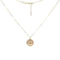 Collar Colgante Chapado En Oro De Cobre Con Cara Sonriente De Diamantes De Moda sku image 1