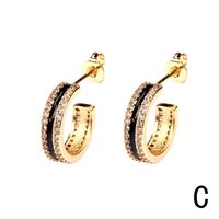 Fashion Diamond C-shaped Copper Earrings Wholesale sku image 3
