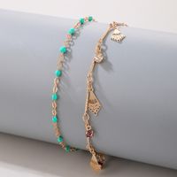 Bohemian Beach Style Fashion Rice Beads Diamond Double Layer Anklet main image 3