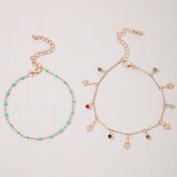 Bohemian Beach Style Fashion Rice Beads Diamond Double Layer Anklet main image 6