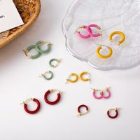 Korean Style Fashion Candy Color Small Circle Earrings main image 6