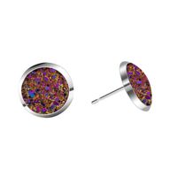 Korean Inlaid Crystal Cluster Multi-color Imitation Natural Stone Copper Earrings main image 6