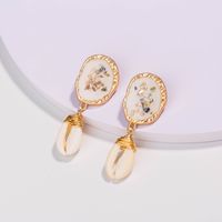Fashion Style New White Dripping Oil Color Hand-woven Natural Shell Earrings main image 4