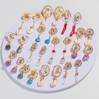 Fashion Style New White Dripping Oil Color Hand-woven Natural Shell Earrings main image 5