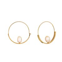 Fashion New Style Natural Freshwater Pearl Simple Round Earrings main image 6