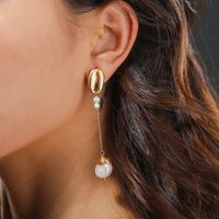 Modestil Neue Muschelform Natürliche Perle Anhänger Ohrringe main image 4