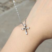 Minimalist Style Diamond-studded Zircon Cross Necklace main image 4