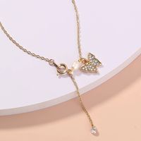 Diamond-studded Butterfly Simple Long Pendant Zircon Necklace main image 4