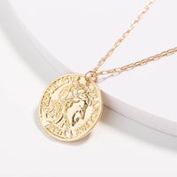 Retro Embossed Portrait Pearl Coin Pendant Multi-layer Necklace main image 5