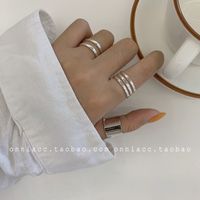 Fashion S925 Sterling Silver Twist Three-line Open Ring main image 3