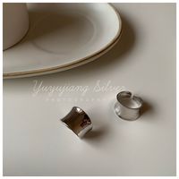 Korean S925 Sterling Silver Glossy Wide Open Ring main image 3