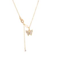 Diamond-studded Butterfly Simple Long Pendant Zircon Necklace sku image 1