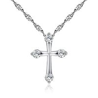 Minimalist Style Diamond-studded Zircon Cross Necklace sku image 1