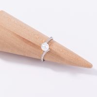Fashion Simple Diamond-studded Copper Zircon Pure White Pearl Ring sku image 1