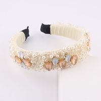 Fashion Flannelette Pearl Crystal Inlaid Rhinestone Headband sku image 1