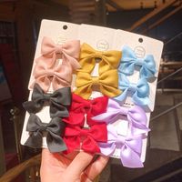 Korean Style Solid Color Children's Bow Hairpin main image 1