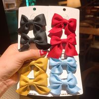 Korean Style Solid Color Children's Bow Hairpin main image 3