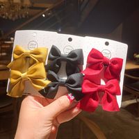 Korean Style Solid Color Children's Bow Hairpin main image 4