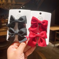 Korean Style Solid Color Children's Bow Hairpin main image 5