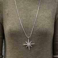 Fashion Simple Diamond Six-pointed Star Pendant Necklace main image 5