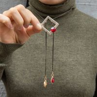 Fashion Simple Crystal Geometric Long Pendant Necklace main image 5
