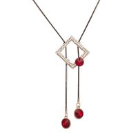 Fashion Simple Crystal Geometric Long Pendant Necklace main image 6
