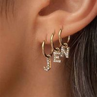 Letters Asymmetrical Simple Diamond Earrings main image 2