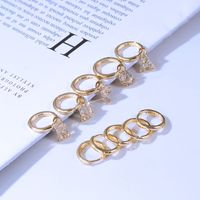 Letters Asymmetrical Simple Diamond Earrings main image 4