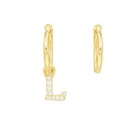 Letters Asymmetrical Simple Diamond Earrings sku image 12