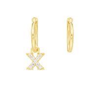Letters Asymmetrical Simple Diamond Earrings sku image 23