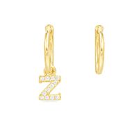 Letters Asymmetrical Simple Diamond Earrings sku image 25