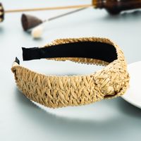 Retro Ethnic Woven Raffia Knotted Wide-brimmed Headband sku image 1