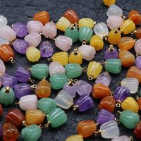 Natural Crystal Agate Jade Carved Pumpkin Flower Pendant Diy Jewelry Accessories Wholesale main image 3