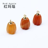 Natural Crystal Agate Jade Carved Pumpkin Flower Pendant Diy Jewelry Accessories Wholesale sku image 2