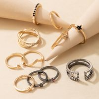 New Fashion Style Five-pointed Star Geometric Diamond Ring Set main image 5