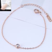 Korean Fashion Sweet Ol Simple Single Zircon Titanium Steel Bracelet main image 1