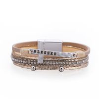 Fashion Cross Fine Diamond Leather Magnetic Buckle Multicolor Bracelet main image 1