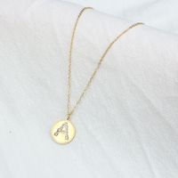 Korean Round Pendent Diamond Letter Stainless Steel Necklace main image 1