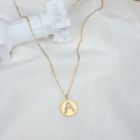 Korean Round Pendent Diamond Letter Stainless Steel Necklace main image 3