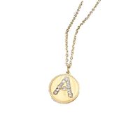 Korean Round Pendent Diamond Letter Stainless Steel Necklace main image 6