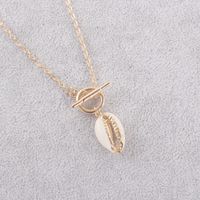 Simple Buckle Gold-plated Shell Pendent Necklace main image 6