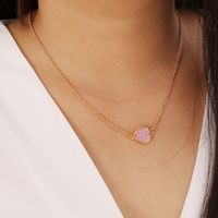 Fashion Candy Color Heart Fosted Pendent Necklace main image 6