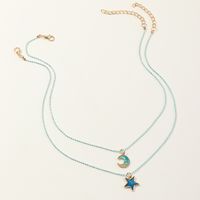 Fashion Stars And Moon Double Layered Necklace sku image 1